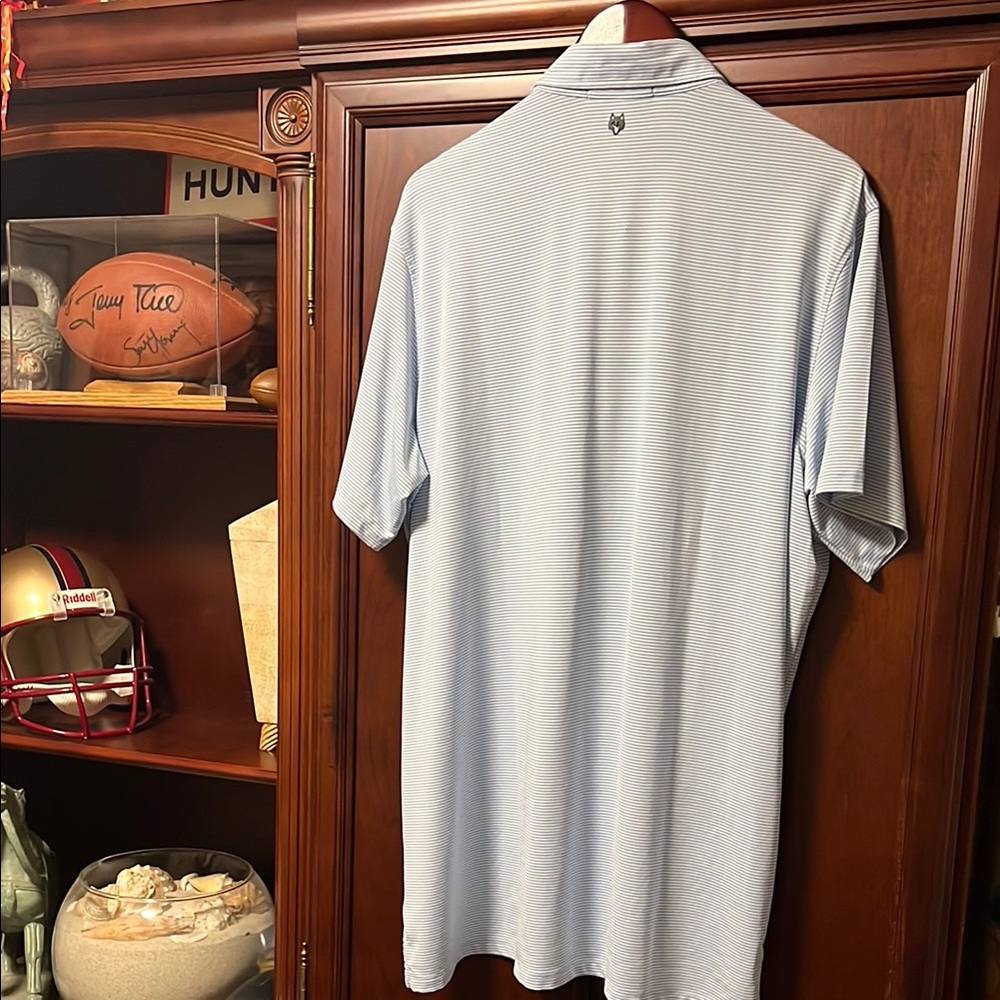 Like New Greyson Light Blue & White Performance Stretch Tennis Golf Polo Shirt! - Picture 11 of 11